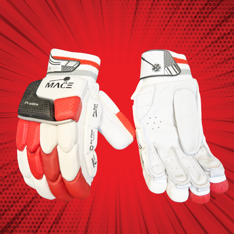 MACE ProLite Batting Gloves - Men's Premium Range - Red-White-Navy